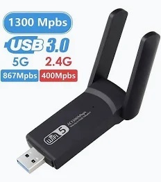 Adaptador Wifi Usb 3.0 Placa De Rede Dual Band 1300Mbps Gigabit 2 Antenas